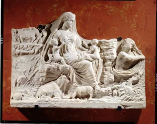 Personificatie van de aardmoeder, allegorisch reliëf, Romeins, Carthago, begin 2e eeuw n.Chr.